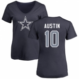NFL Women's Nike Dallas Cowboys #10 Tavon Austin Navy Blue Name & Number Logo Slim Fit T-Shirt
