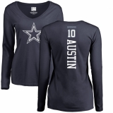 NFL Women's Nike Dallas Cowboys #10 Tavon Austin Navy Blue Backer Slim Fit Long Sleeve T-Shirt