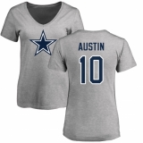 NFL Women's Nike Dallas Cowboys #10 Tavon Austin Ash Name & Number Logo Slim Fit T-Shirt
