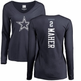 NFL Women's Nike Dallas Cowboys #2 Brett Maher Navy Blue Backer Slim Fit Long Sleeve T-Shirt