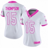 Women's Nike Dallas Cowboys #15 Deonte Thompson Limited White/Pink Rush Fashion NFL Jersey