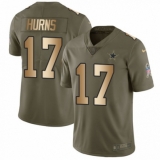 Youth Nike Dallas Cowboys #17 Allen Hurns Limited Olive/Gold 2017 Salute to Service NFL Jersey