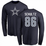 NFL Nike Dallas Cowboys #86 Dalton Schultz Navy Blue Name & Number Logo Long Sleeve T-Shirt