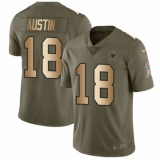 Men's Nike Dallas Cowboys #18 Tavon Austin Limited Olive/Gold 2017 Salute to Service NFL Jersey