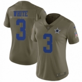 Women's Nike Dallas Cowboys #3 Mike White Limited Olive 2017 Salute to Service NFL Jersey