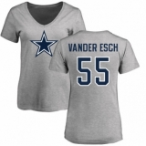 NFL Women's Nike Dallas Cowboys #55 Leighton Vander Esch Ash Name & Number Logo Slim Fit T-Shirt