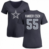 NFL Women's Nike Dallas Cowboys #55 Leighton Vander Esch Navy Blue Name & Number Logo Slim Fit T-Shirt