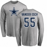 NFL Nike Dallas Cowboys #55 Leighton Vander Esch Ash Name & Number Logo Long Sleeve T-Shirt
