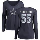 NFL Women's Nike Dallas Cowboys #55 Leighton Vander Esch Navy Blue Name & Number Logo Slim Fit Long Sleeve T-Shirt