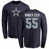 NFL Nike Dallas Cowboys #55 Leighton Vander Esch Navy Blue Name & Number Logo Long Sleeve T-Shirt