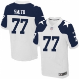 Men's Nike Dallas Cowboys #77 Tyron Smith Elite White Throwback Alternate NFL Jersey
