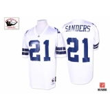 Mitchell and Ness Dallas Cowboys #21 Deion Sanders Authentic White 1995 Throwback NFL Jersey
