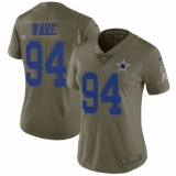 Women's Nike Dallas Cowboys #94 DeMarcus Ware Limited Olive 2017 Salute to Service NFL Jersey