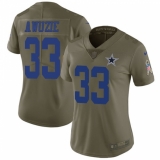 Women's Nike Dallas Cowboys #33 Chidobe Awuzie Limited Olive 2017 Salute to Service NFL Jersey
