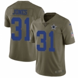 Youth Nike Dallas Cowboys #31 Byron Jones Limited Olive 2017 Salute to Service NFL Jersey