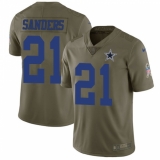 Youth Nike Dallas Cowboys #21 Deion Sanders Limited Olive 2017 Salute to Service NFL Jersey