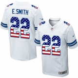 Men's Nike Dallas Cowboys #22 Emmitt Smith Elite White Road USA Flag Fashion NFL Jersey
