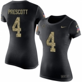 NFL Women's Nike Dallas Cowboys #4 Dak Prescott Black Camo Salute to Service T-Shirt