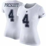 NFL Women's Nike Dallas Cowboys #4 Dak Prescott White Rush Pride Name & Number T-Shirt