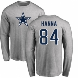 NFL Nike Dallas Cowboys #84 James Hanna Ash Name & Number Logo Long Sleeve T-Shirt