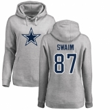NFL Women's Nike Dallas Cowboys #87 Geoff Swaim Ash Name & Number Logo Pullover Hoodie