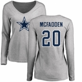 NFL Women's Nike Dallas Cowboys #20 Darren McFadden Ash Name & Number Logo Slim Fit Long Sleeve T-Shirt