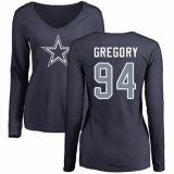 NFL Women's Nike Dallas Cowboys #94 Randy Gregory Navy Blue Name & Number Logo Slim Fit Long Sleeve T-Shirt