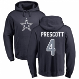NFL Nike Dallas Cowboys #4 Dak Prescott Navy Blue Name & Number Logo Pullover Hoodie