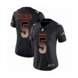 Women's Denver Broncos #5 Joe Flacco Black Smoke Fashion Limited Football Jersey
