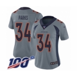 Women's Denver Broncos #34 Will Parks Limited Silver Inverted Legend 100th Season Football Jersey