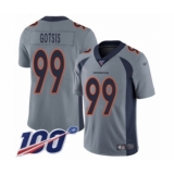 Men's Denver Broncos #99 Adam Gotsis Limited Silver Inverted Legend 100th Season Football Jersey