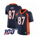 Men's Denver Broncos #87 Noah Fant Navy Blue Alternate Vapor Untouchable Limited Player 100th Season Football Jersey