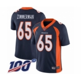Men's Denver Broncos #65 Gary Zimmerman Navy Blue Alternate Vapor Untouchable Limited Player 100th Season Football Jersey