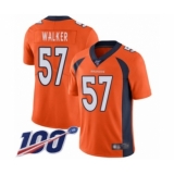 Men's Denver Broncos #57 Demarcus Walker Orange Team Color Vapor Untouchable Limited Player 100th Season Football Jersey