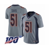 Men's Denver Broncos #51 Todd Davis Limited Silver Inverted Legend 100th Season Football Jersey
