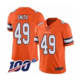 Men's Denver Broncos #49 Dennis Smith Limited Orange Rush Vapor Untouchable 100th Season Football Jersey