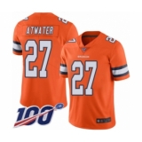 Men's Denver Broncos #27 Steve Atwater Limited Orange Rush Vapor Untouchable 100th Season Football Jersey