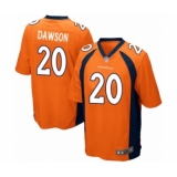 Men's Denver Broncos #20 Duke Dawson Game Orange Team Color Football Jersey