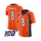 Men's Denver Broncos #8 Brandon McManus Orange Team Color Vapor Untouchable Limited Player 100th Season Football Jersey