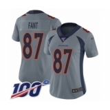 Women's Denver Broncos #87 Noah Fant Limited Silver Inverted Legend 100th Season Football Jersey