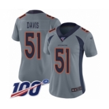 Women's Denver Broncos #51 Todd Davis Limited Silver Inverted Legend 100th Season Football Jersey