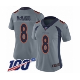 Women's Denver Broncos #8 Brandon McManus Limited Silver Inverted Legend 100th Season Football Jersey