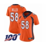 Women's Nike Denver Broncos #58 Von Miller Orange Team Color Vapor Untouchable Limited Player 100th Season NFL Jersey