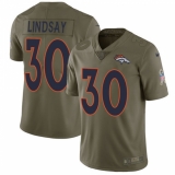 Men's Nike Denver Broncos #30 Phillip Lindsay Limited Olive 2017 Salute to Service NFL Jersey