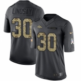 Men's Nike Denver Broncos #30 Phillip Lindsay Limited Black 2016 Salute to Service NFL Jersey