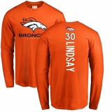 NFL Nike Denver Broncos #30 Phillip Lindsay Orange Backer Long Sleeve T-Shirt