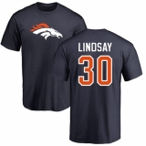 NFL Nike Denver Broncos #30 Phillip Lindsay Navy Blue Name & Number Logo T-Shirt