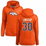NFL Women's Nike Denver Broncos #30 Phillip Lindsay Orange Name & Number Logo Pullover Hoodie