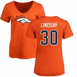 NFL Women's Nike Denver Broncos #30 Phillip Lindsay Orange Name & Number Logo T-Shirt