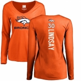 NFL Women's Nike Denver Broncos #30 Phillip Lindsay Orange Backer Long Sleeve T-Shirt